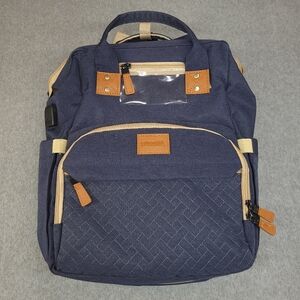 Navy and Tan Backpack for Men
